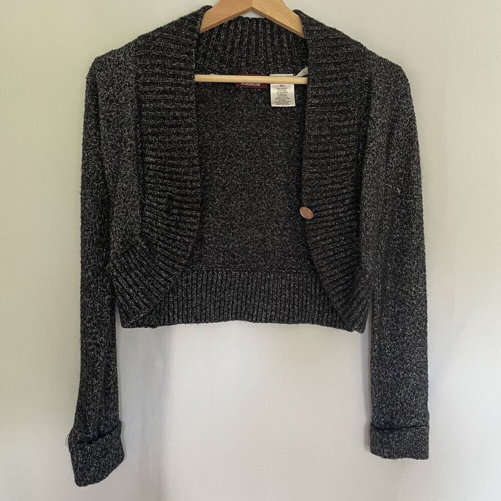 Jordache silver gray one button cardigan shrug knit style warm comfortable‎